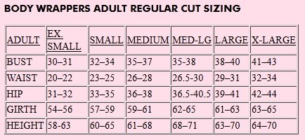 Body Wrappers Size Chart